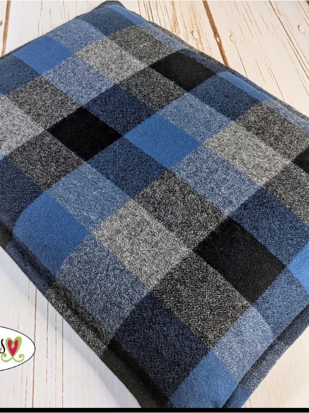 Cozy Blue & Gray LARGE Buffalo Plaid Corn Bag